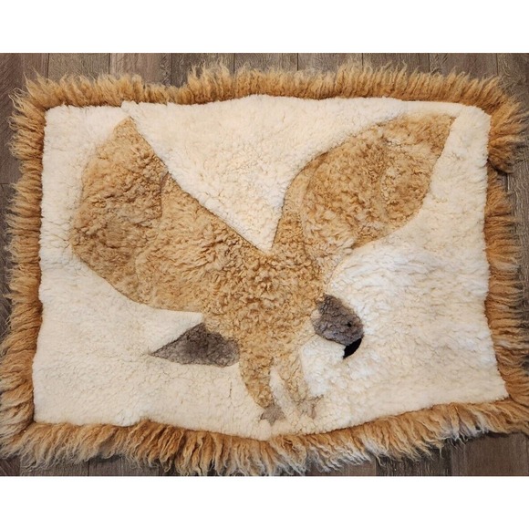 Alpaca Fur Eagle Vintage Fiber Art / Wall Tapestry 38 X 29 Signed 1986 - Picture 1 of 13